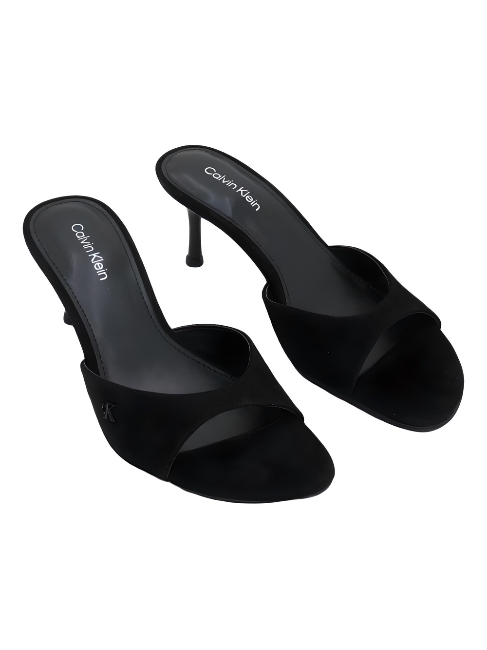 Calvin Klein Vixie Black Suede Open Toe 3" Heel Slide Sandals Size 5.5M
